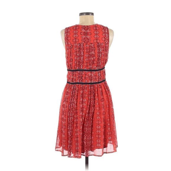 Abercrombie & Fitch Dress Womens M V Neck Sleeveless Pullover Orange Floral - Picture 2 of 2